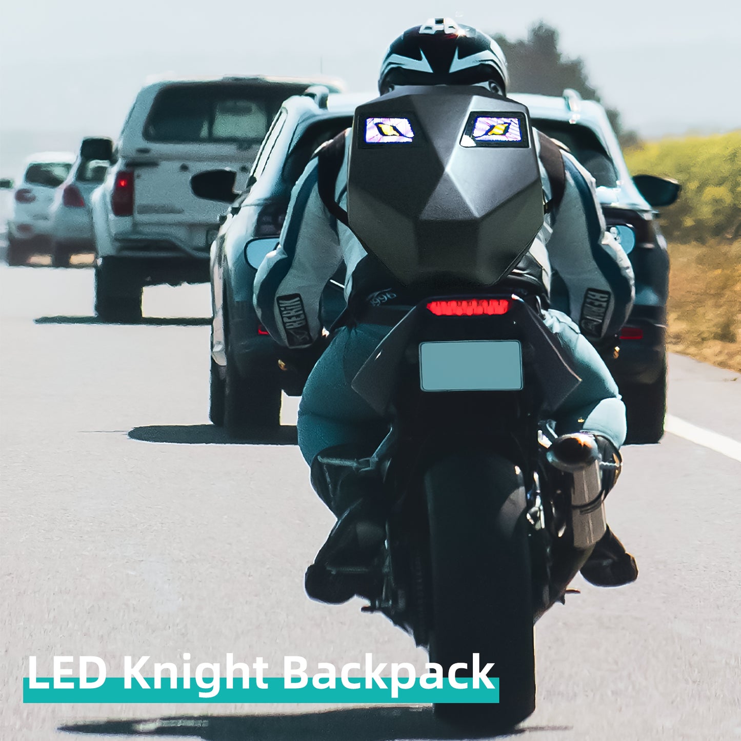 Tesinll LED Motorcycle Backpack, Led Backpack with Programmable & Full Color Screen, Waterproof Helmet Backpack for Men, Riding backpack, Laptop Backpack 16 Inch (Black)